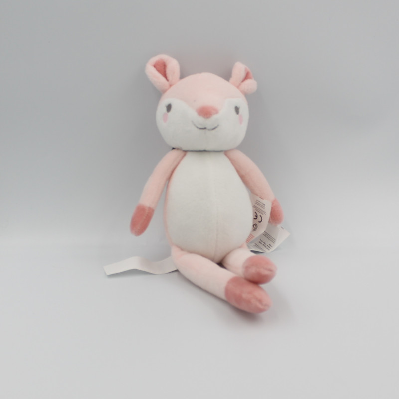 Doudou biche faon rose blanc SERGENT MAJOR