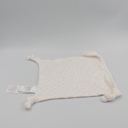 Doudou plat carré blanc pois rose VERTBAUDET