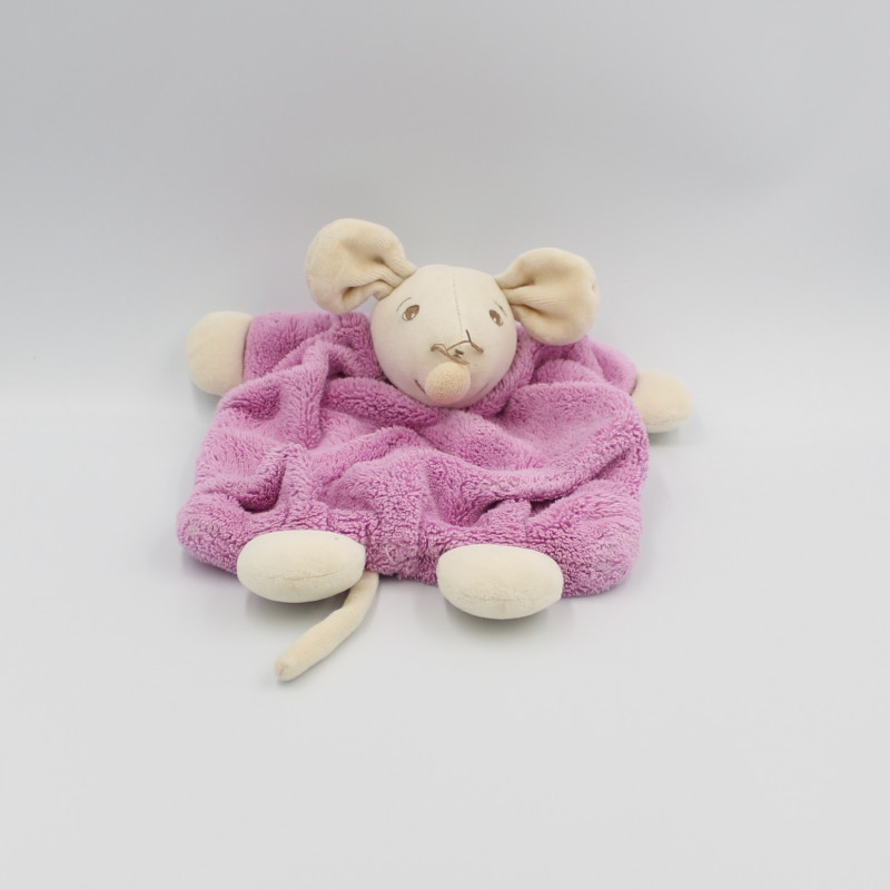 Doudou plat souris plume rose KALOO