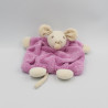 Doudou plat souris plume rose KALOO
