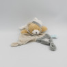 Doudou plat ours gris beige blanc étoile luminescent BABY NAT