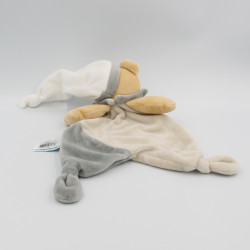 Doudou plat ours gris beige blanc étoile luminescent BABY NAT