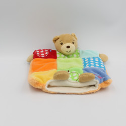 Doudou plat ours bleu rouge vert jaune pomme escargot KALOO