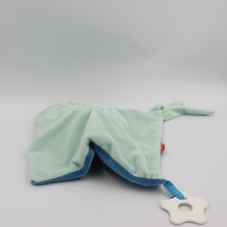 Doudou plat carré éléphant gris bleu FUNNY ZOO