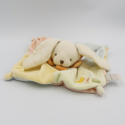 Doudou plat lapin jaune vert bleu orange oiseau BABY NAT