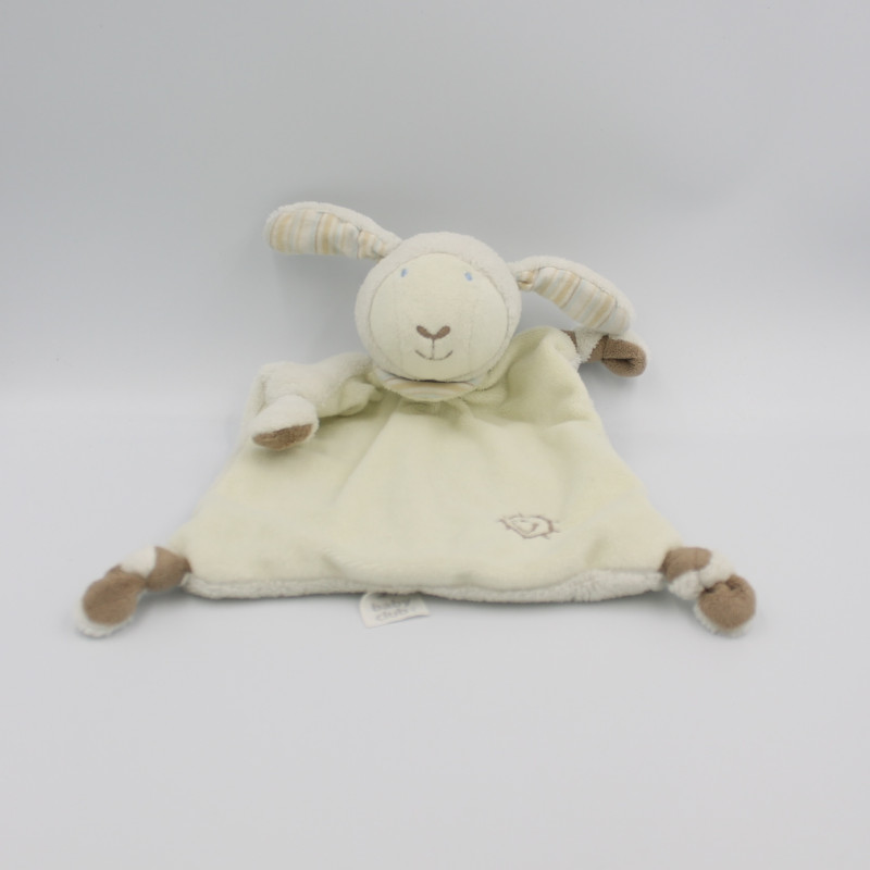 Doudou plat mouton blanc beige soleil BABY CLUB