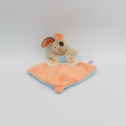 Doudou plat lapin beige orange bleu vert SUCRE D'ORGE