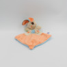Doudou plat lapin beige orange bleu vert SUCRE D'ORGE