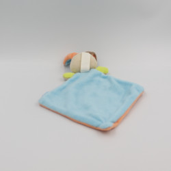 Doudou plat lapin beige orange bleu vert SUCRE D'ORGE