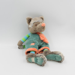 Doudou peluche loup Wolfy bleu vert beige orange BUKOWSKI