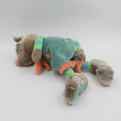 Doudou peluche loup Wolfy bleu vert beige orange BUKOWSKI