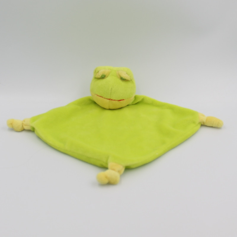 Doudou plat grenouille verte jaune FL CREDIT AGRICOLE