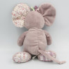 Doudou souris mauve rose fleurs Nina NOUKIE'S