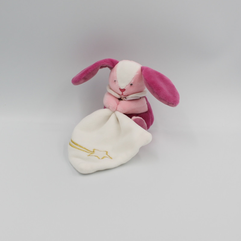 Doudou luminescent lapin rose bleu blanc étoiles mouchoir les comètes BABY NAT