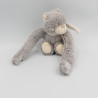 Doudou peluche ours gris beige foulard grand bras Oscar J-LINE
