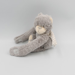 Doudou peluche ours gris beige foulard grand bras Oscar J-LINE