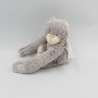Doudou peluche ours gris beige foulard grand bras Oscar J-LINE