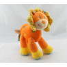 Doudou Lion Orange Jaune Crinière bleue Tactile Nicotoy