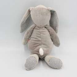 Doudou lapin gris blanc rayé étoiles GABY NOUKIE'S