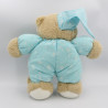 Ancienne peluche ours bleu nuages soleils chaussons lapin