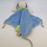 Doudou plat chien bleu foulard vert MOTS D'ENFANTS