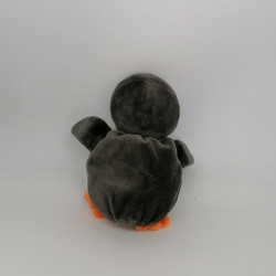 Doudou pingouin manchot noir blanc orange