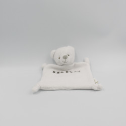 Doudou plat ours blanc gris IKKS