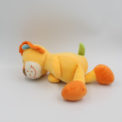 Doudou lion jaune orange vert bleu BAMBIA