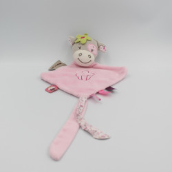Doudou plat triangle vache grise rose Alizée Nattou