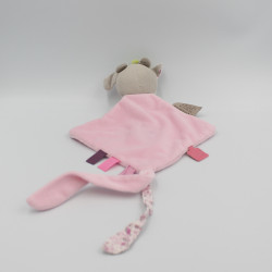 Doudou plat triangle vache grise rose Alizée Nattou