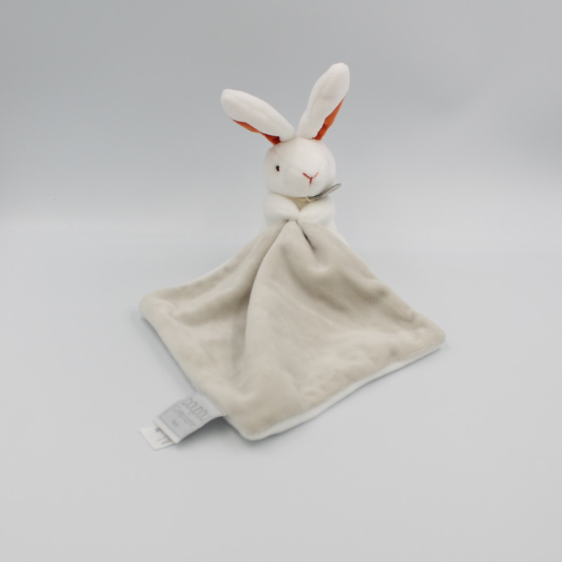 Doudou et compagnie lapin blanc rouge gris mouchoir