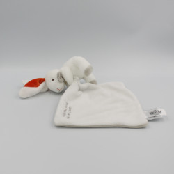Doudou et compagnie lapin blanc rouge gris mouchoir