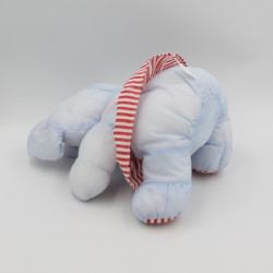 Peluche Puffalump éléphant bleu rouge rayé jupe en toile