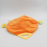Doudou plat rond lapin orange rose coeur NICOTOY