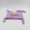 Doudou plat chat Patou mauve violet foulard vert Bengy