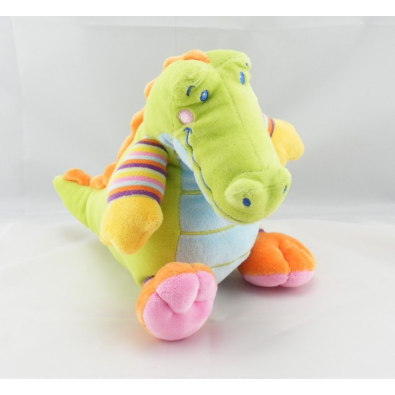 Doudou plat crocodile vert bleu NICOTOY