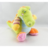 Doudou plat crocodile vert bleu NICOTOY