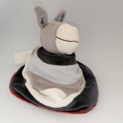 Doudou réversible ane anesse gris bleu blanc pois rose VERTBAUDET