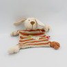 Doudou plat chien beige orange vert rayé SIGIKID