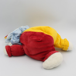 Ancienne peluche ours clown blanc rouge jaune bleu