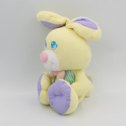 Ancien doudou lapin jaune mauve pois FISHER PRICE 1997