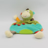 Doudou plat singe vert marron rouge orange BABYSUN