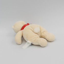 Mini Doudou ours écru beige écharpe rouge JACADI