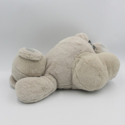 Doudou peluche ours gris couché ATMOSPHERA