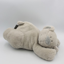 Doudou peluche ours gris couché ATMOSPHERA