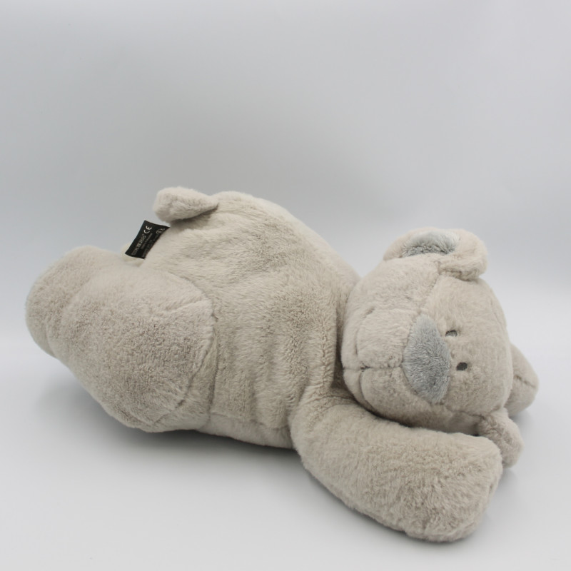 Doudou peluche ours gris couché ATMOSPHERA