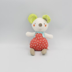 Doudou souris blanche rouge bleu vert POMMETTE