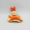 Doudou semi plat lapin orange vert jaune TAKINOU