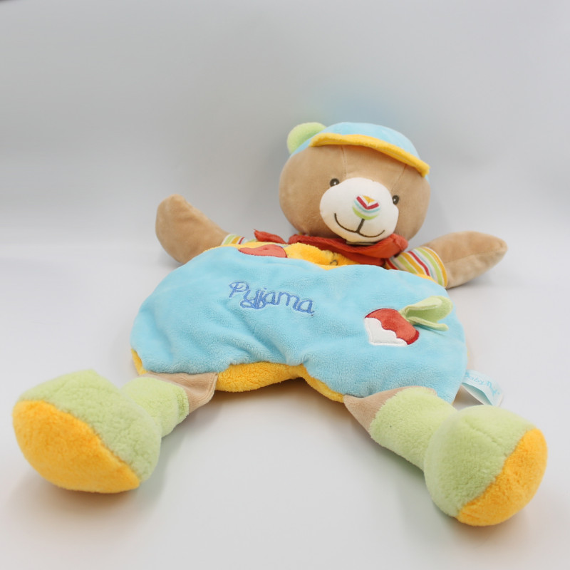 Doudou ma cachette à pyjama ours Simon jaune bleu rouge vert radis BABY NAT