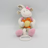Doudou musical vache vert rose blanc beige rayé BEBEREVE